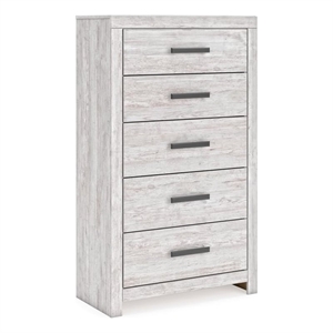 Bowery Hill Light Gray Chest of Drawers with Whitewash Finish