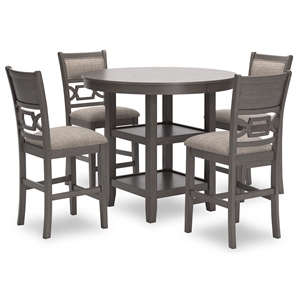 Bowery Hill Gray Counter Height Dining Table Set with 4 Bar Stools