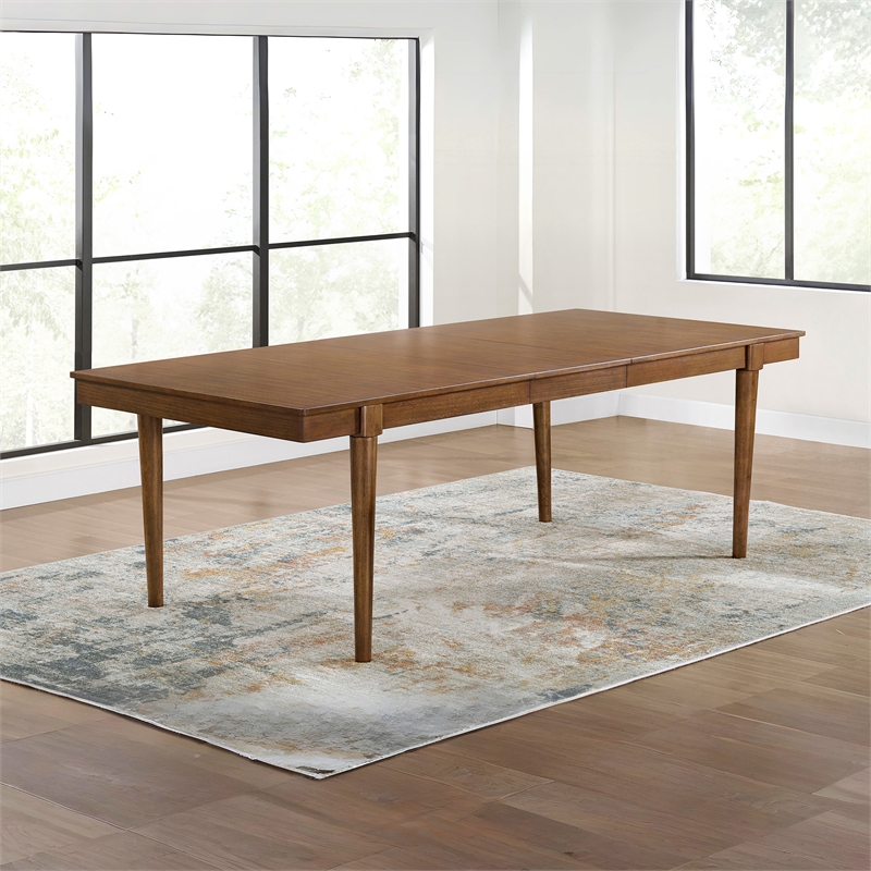 Bowery Hill Mid-Century Brown Dining Extension Table for up to 8