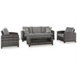 Bowery Hill Gray 4-Piece Outdoor Patio Set with Sofa Chairs and Table
