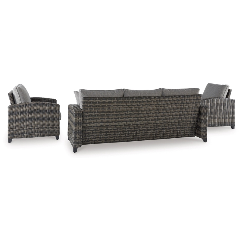 Bowery Hill Gray 4-Piece Outdoor Patio Set with Sofa Chairs and Table