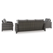 Bowery Hill Gray 4-Piece Outdoor Patio Set with Sofa Chairs and Table