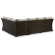 Bowery Hill Brown Resin Wicker 3-Piece Outdoor Sectional with Bench