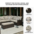 Bowery Hill Brown Resin Wicker 3-Piece Outdoor Sectional with Bench