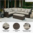 Bowery Hill Brown Resin Wicker 3-Piece Outdoor Sectional with Bench