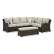 Bowery Hill Brown Resin Wicker 3-Piece Outdoor Sectional with Bench