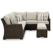 Bowery Hill Brown Resin Wicker 3-Piece Outdoor Sectional with Bench