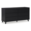 Bowery Hill Black Dresser with 6 Slatted Drawers and Framed Front