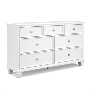 Bowery Hill White Dresser with 7 Framed Drawers and Tapered Feet