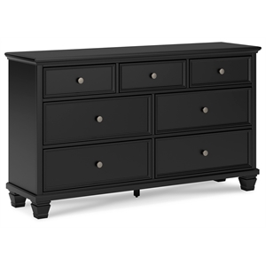 Bowery Hill 7-Drawer Bedroom Dresser with Tapered Feet in Black