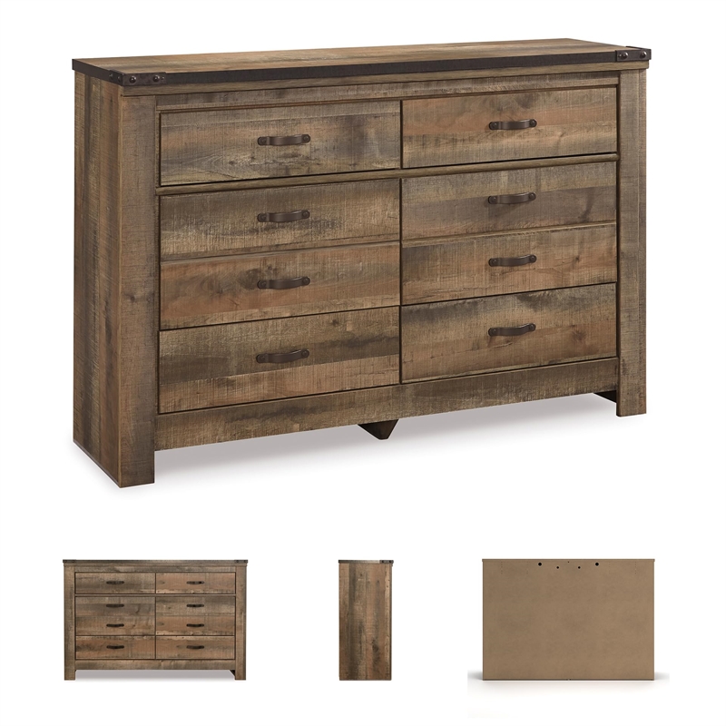 Bowery Hill Rustic Brown Dresser with 6 Drawers and Nailhead Trim