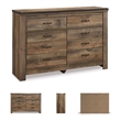 Bowery Hill Rustic Brown Dresser with 6 Drawers and Nailhead Trim