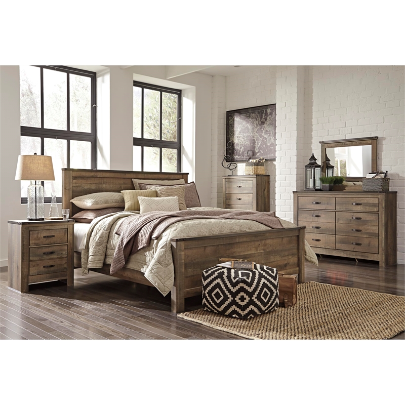 Bowery Hill Rustic Brown Dresser with 6 Drawers and Nailhead Trim