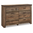 Bowery Hill Rustic Brown Dresser with 6 Drawers and Nailhead Trim