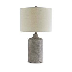 Bowery Hill Cast Resin Floor Lamp with Fabric Shade in White Wash
