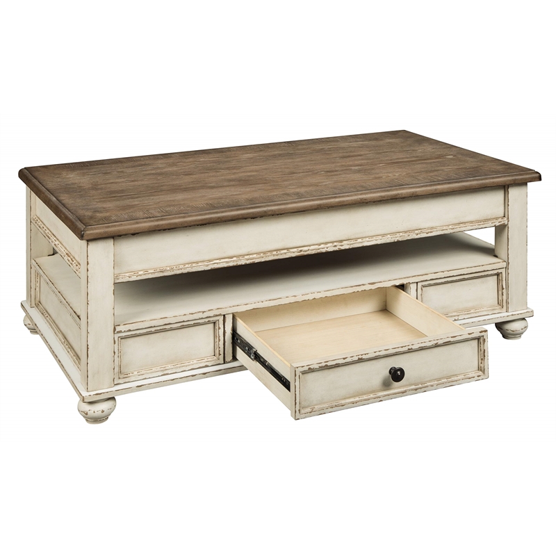 Bowery Hill 3-Piece Vanity Set with Tri-Panel Mirror in White and Brown