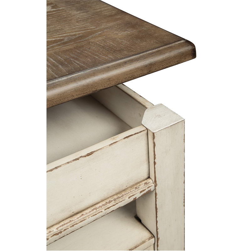 Bowery Hill 3-Piece Vanity Set with Tri-Panel Mirror in White and Brown