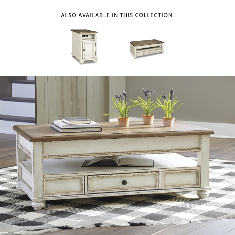 Bowery Hill 3-Piece Vanity Set with Tri-Panel Mirror in White and Brown