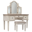 Bowery Hill Polyester Upholstered Dining Chair in Grayish Whitewash