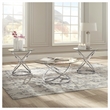Bowery Hill Modern 3-Piece Glass-Top Coffee Table Set in Chrome