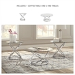 Bowery Hill Modern 3-Piece Glass-Top Coffee Table Set in Chrome