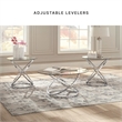 Bowery Hill Modern 3-Piece Glass-Top Coffee Table Set in Chrome