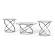 Bowery Hill Modern 3-Piece Glass-Top Coffee Table Set in Chrome