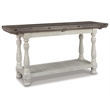 Bowery Hill Flip Top Console Table with Plank Top in Gray and White