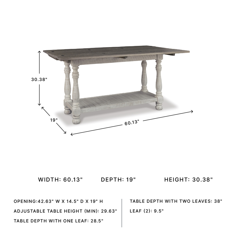 Bowery Hill Flip Top Console Table with Plank Top in Gray and White
