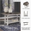 Bowery Hill Flip Top Console Table with Plank Top in Gray and White