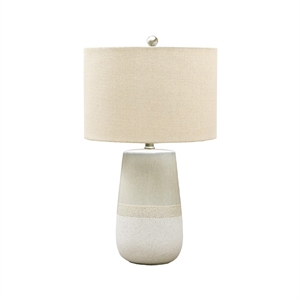 Bowery Hill Ceramic Table Lamp with Drum Shade in Beige and White