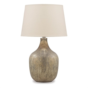 Bowery Hill Jar-Shaped Mercury Glass Table Lamp in Gray and Gold