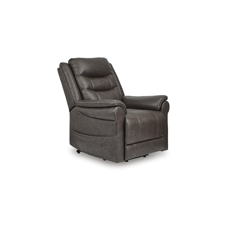 Bowery Hill Brown Faux Leather Power Lift Recliner with Massage