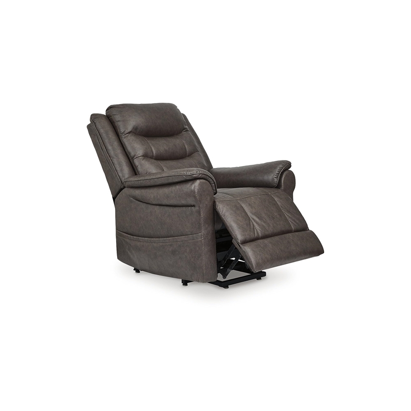 Bowery Hill Brown Faux Leather Power Lift Recliner with Massage