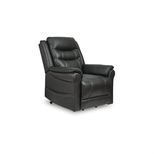 Bowery Hill Black Faux Leather Power Lift Recliner with Massage
