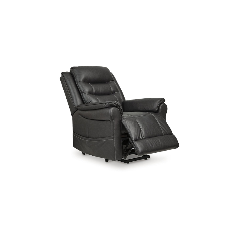 Bowery Hill Black Faux Leather Power Lift Recliner with Massage