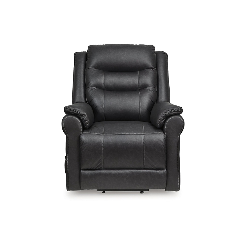 Bowery Hill Black Faux Leather Power Lift Recliner with Massage