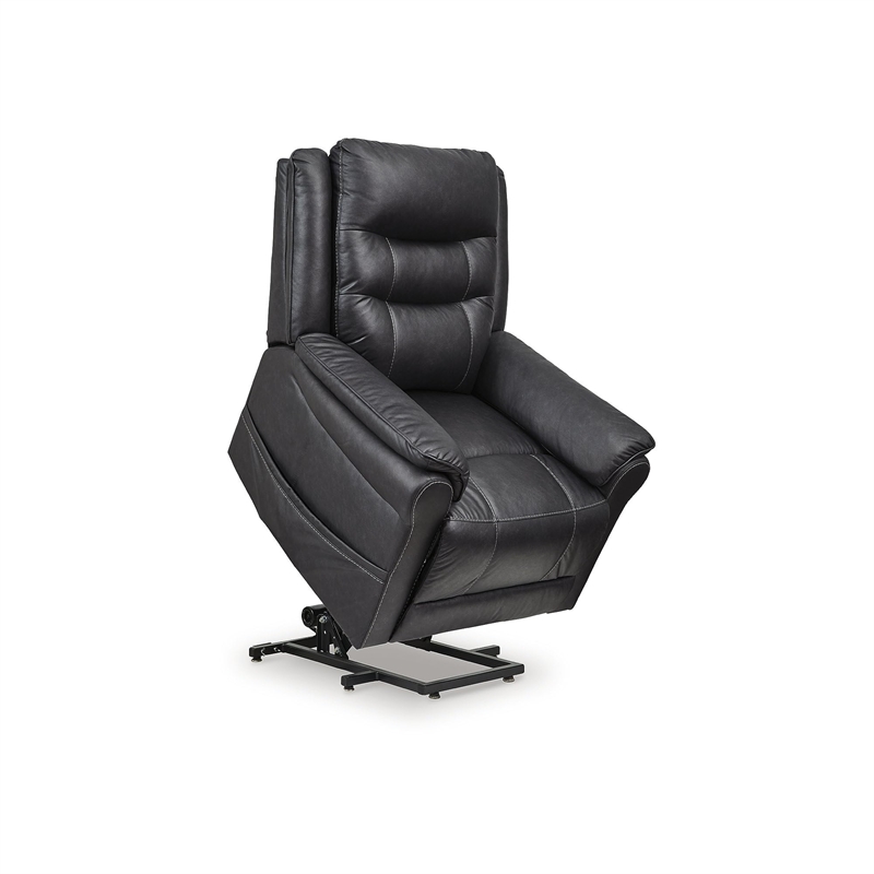 Bowery Hill Black Faux Leather Power Lift Recliner with Massage