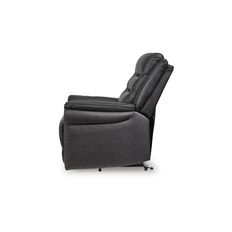 Bowery Hill Black Faux Leather Power Lift Recliner with Massage