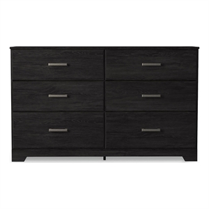 Bowery Hill 6-Drawer Modern Dresser with Pewter Handles in Black