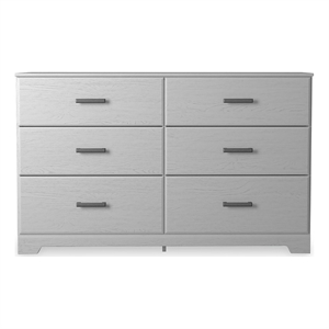 Bowery Hill 6-Drawer Coastal Dresser with Pewter Handles in White