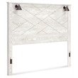 Bowery Hill White King Panel Headboard with Matte Black Sconces