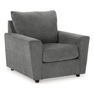 Bowery Hill Chenille Upholstered Accent Chair with Flared Arms in Gravel