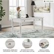 Bowery Hill White Home Office Desk with Keyboard Drawer and USB Ports