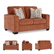 Bowery Hill Burnt Orange Polyester Loveseat with Accent Pillows