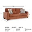 Bowery Hill Burnt Orange Queen Sofa Sleeper with Memory Foam Bed