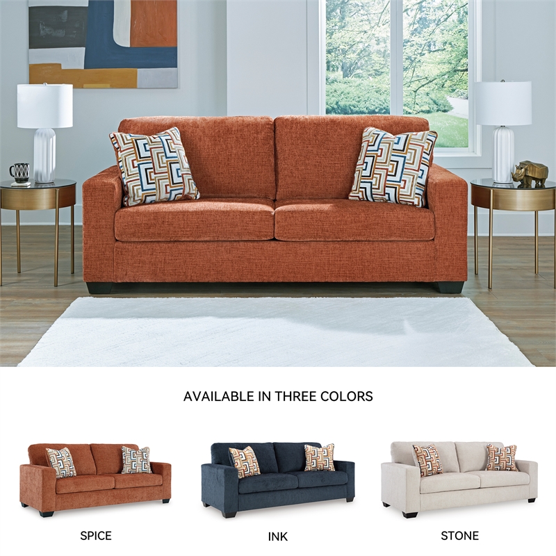 Bowery Hill Burnt Orange Queen Sofa Sleeper with Memory Foam Bed