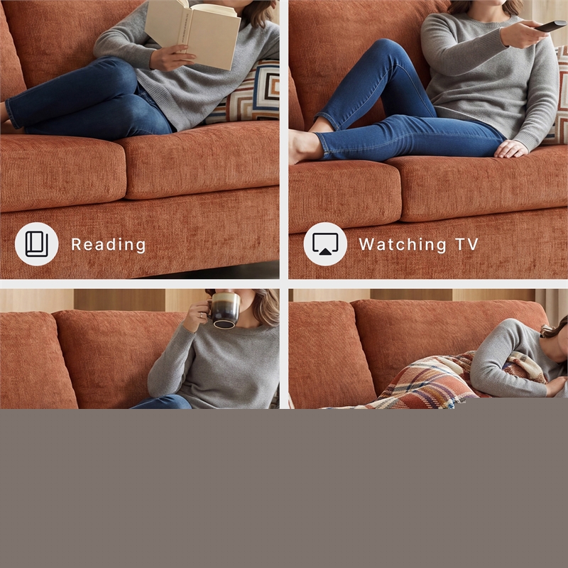 Bowery Hill Burnt Orange Queen Sofa Sleeper with Memory Foam Bed