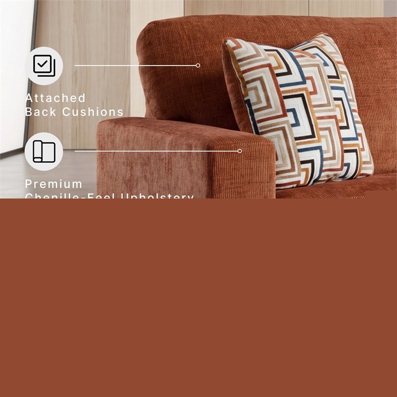 Bowery Hill Burnt Orange Queen Sofa Sleeper with Memory Foam Bed