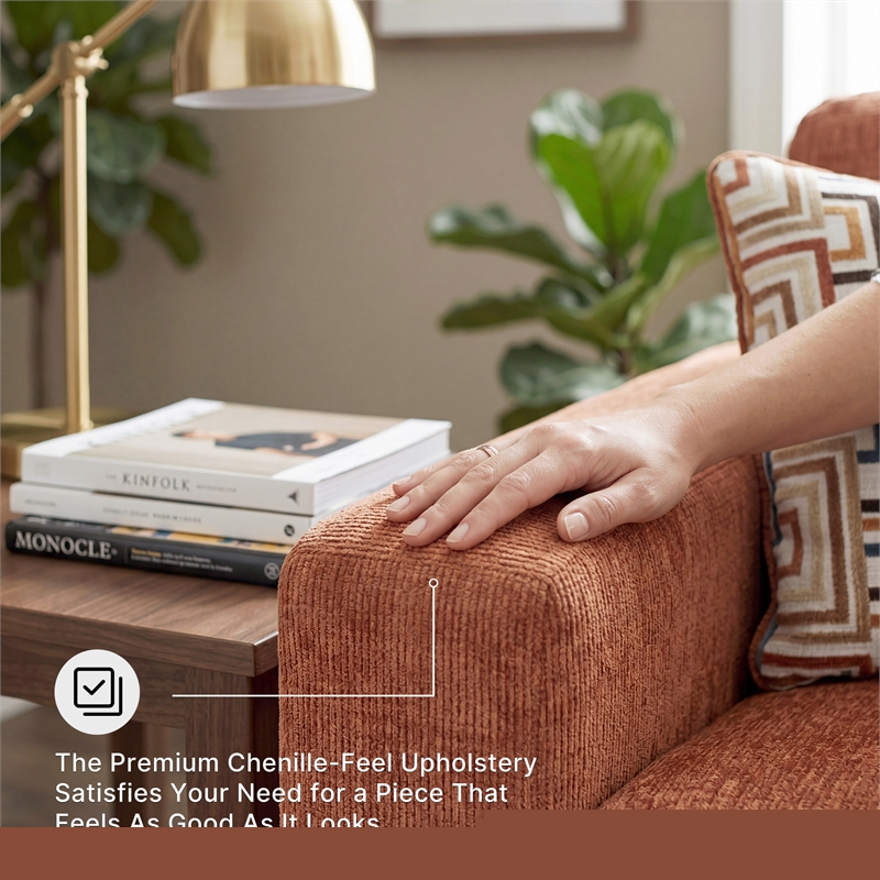 Bowery Hill Burnt Orange Queen Sofa Sleeper with Memory Foam Bed